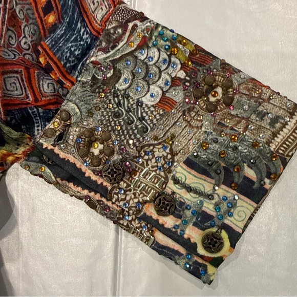 Camilla Trek Of The Nung Multicolor Printed Sheer Boho Blouson Blouse - Picture 6 of 11